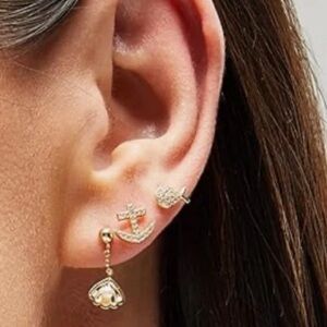 Rocksbox Ocean Stud Earring Set 14k Gold Beach Nautical Anchor